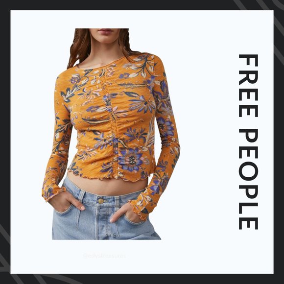 Free People Tops - NWT FREE PEOPLE Dreamed of You Floral Ruched Long Sleeve Top